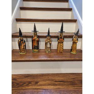 Bethany Lowe Design Five Wood Halloween Witches
